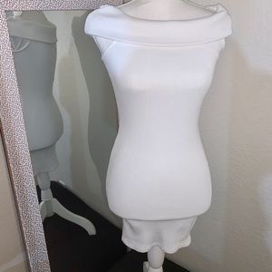 White Off Shoulder Tight Dress